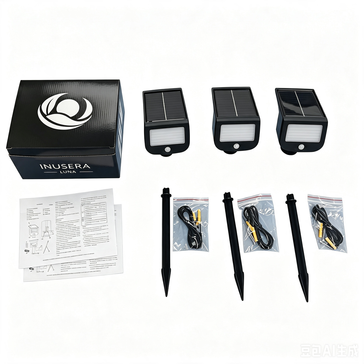 INUSERA LUNA LED Solarleuchten-Set (3er-Set) – Intelligente & Vernetzbare Gartenbeleuchtung