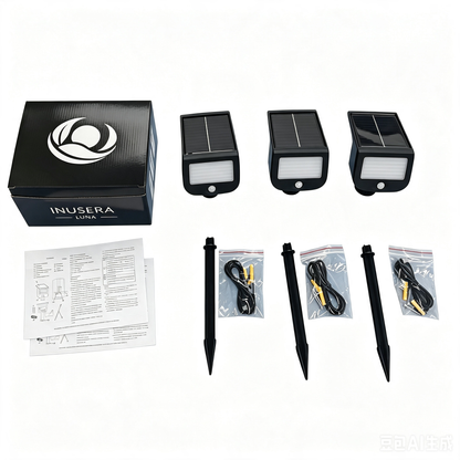 INUSERA LUNA LED Solarleuchten-Set (3er-Set) – Intelligente & Vernetzbare Gartenbeleuchtung